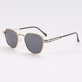 Vintage gold metal hexagonal sunglasses with dark lenses for men and women - Gold Frame Black Grey