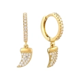 Elegante goldene Creolen mit Zirkonia-Besatz und zahnförmigen Anhängern für Damen - Gold