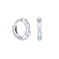 S925 silver needle geometric hoop earrings with marquise cubic zirconia in silver - Silver