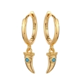 Orecchini unici in argento S925 placcati in oro con pietre di zircone verde brillante - Oro