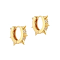 Chic gold-plated hoop earrings with micro-set zircon spikes and a polished metallic finish - Gold / Punk Spike