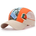 Kinder Baseballkappe schnelltrocknend in Orange und Beige mit Drachenprint und Dino-Patch - Verstellbar für Kinder / Beige