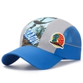 Kinder schnelltrocknende Baseballkappe in Blau und Grau mit Drachenstickerei und Mesh - Verstellbar für Kinder / Himmelblau