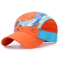 Kids quick-dry baseball cap in orange and blue with cartoon shark embroidery - Adjustable (50-54cm) / Orange
