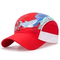 Berretto da baseball rosso per bambini con squalo cartoon e rete traspirante laterale - Regolabile (50-54cm) / Rosso