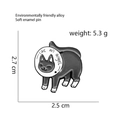 Cartoon zwarte kat emaille broche met witte elizabeth kraag en Like an angel tekst - Engel Kat-Like An Angel