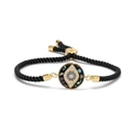 Επίχρυσο βραχιόλι evil eye με μαύρο σχοινί Milan και μικρο-ένθετα ζιργκόν για κομψή εμφάνιση - Κακό μάτι - Μαύρο πλεγμένο σχοινί - Μαύρο χρυσό