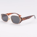 Gafas de sol geométricas de carey con montura de metal dorado y cristales gris oscuro - Marco de Carey Lentes Gris Negro