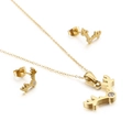 Set collana e orecchini in titanio dorato con corna di renna e zirconi scintillanti - Color Oro (KS132929-K)