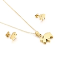 Minimalist golden elephant necklace and stud earring set with polished stainless steel finish - Gold Elephant Style (KS132945-K)