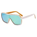 Oversized white and orange frame sunglasses with blue-green gradient lenses - Orange White Frame Green Mirror Lens (C7)