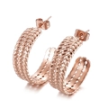 Minimalistische C-förmige Creolen in Roségold mit gedrehtem Flechtmuster-Design - Roségold KE102272-KFC / Roségold