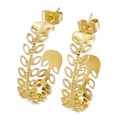 Elegante vergoldete Titanstahl C-förmige Blatt-Ohrringe mit filigranem, hohlem Design - Gold