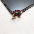 Handgemaakte 14K goud gevulde open ring met rode granaatkralen op zachte stoffen basis - Gefacetteerde Granaatkraal 3 mm Diameter
