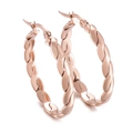 Orecchini a cerchio in acciaio al titanio oro rosa 4mm con elegante trama a corda ritorta - Oro rosa