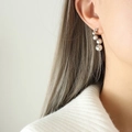 Orecchini a perno minimalisti in argento con sfere d'acciaio sfumate a arco stile moderno - Color Acciaio