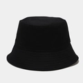 Close-up of black cotton bucket hat featuring reinforced stitched brim and minimalist design - 60CM / Reversible Black