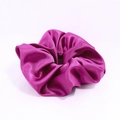 Vibrant rose red satin silk scrunchie with smooth glossy texture for elegant hair styling - Magenta
