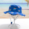 Cappello da pescatore per bambini blu scuro con stampa squalo e cinturino regolabile - Branco di Squali (Blu Scuro)