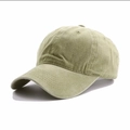 Gorra de béisbol de algodón lavado verde oliva con corona suave y visera curvada - Ajustable / Caqui
