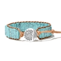 Bohemian sky blue emperor stone wrap bracelet with tree of life button clasp - Sky Blue Turquoise Texture/Tree of Life Button
