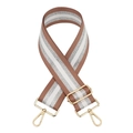 Detail of adjustable woven shoulder strap with silver thread and gold metal hooks - Silver Clasp / Flesh Pink