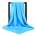 Close-up of bright blue satin silk scarf showing elegant drape and smooth texture - Sky Blue
