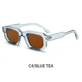 Retro rectangle sunglasses in transparent blue frame with brown lenses C4 variant - Blue Frame Tea Lens