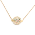 Collar de cobre dorado con colgante de corazón de circón de colores en cadena veneciana - Corazón de Circón Multicolor A