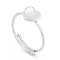 Anello regolabile a cuore minimalista con conchiglia bianca e placcatura oro 18k - US 6 / Argento
