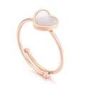 Anello cuore regolabile minimalista con intarsio in conchiglia bianca oro rosa - US 6 / Oro rosa