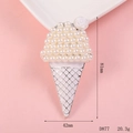 Detail of ice cream cone brooch with pearls and rose showing 81mm height dimensions - D877 White Ice Cream Silver Base