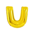 Golden foil balloon in the shape of letter U for birthday party and wedding decor - 32' Gold Chubby Letter Aluminum Foil Balloon (u)