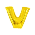Golden foil balloon in the shape of letter V for birthday and wedding party decoration - 32' Gold Chubby Letter Aluminum Foil Balloon (v)