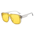 Modern oversized aviator square sunglasses with yellow lenses and transparent gray frames - Transparent Gray Frame Yellow Lens