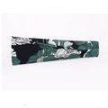 Elastic wide headband featuring a dark green and blue large floral pattern for yoga - Dark Green White Blue Large Floral