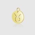 14K gold plated Taurus zodiac coin pendant with hollow design and mirror reflection - Taurus / Combination Style / Steel