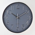 12-inch silent wall clock with dark grey dial and 3D silver numerals in a round frame - Grey Dial Silver Frame