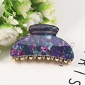Pinza para el pelo de resina con patrón de mármol floral en color lila y verde - Mármol Azul Verde / Azul