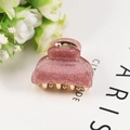 Elegant small pink glitter acrylic hair claw clip for women with gold metal spring - 4cm / Dusty Pink