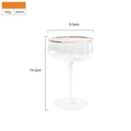 Elegant gold rim cocktail glass with ribbed texture and 260ml capacity dimensions - Gold Rim Cocktail Glass