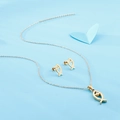 Elegante set di collana con ciondolo a pesce dorato e orecchini abbinati - Oro