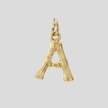 Gold stainless steel letter A pendant with unique natural branch texture and ring - Gold-A