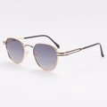 Vintage gold metal hexagonal sunglasses with purple gradient lenses for a stylish look - Gold Frame Smoky Grey Lens