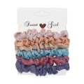 Lot de 5 chouchous brillants en rose, doré, bleu, bordeaux et bleu marine sur carte - RT-229-B