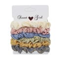 Lot de 6 chouchous en satin aux couleurs pastel sur carte d'affichage blanche - RT-229-D