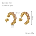 Ohrringe aus 18k vergoldetem Edelstahl mit herzförmigen rosa Zirkonia-Steinen besetzt - 919-Gold-Rosa (Herz Rosa Zirkon)