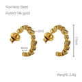 Detaillierte Größentabelle für 18k vergoldete C-Ohrringe aus Edelstahl mit Zirkonia - 920-Gold (Einfache C-Form Mikropave)