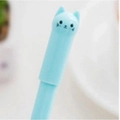 Creative light blue cat-shaped gel pen cap with cute feline cartoon ears and face features - Green