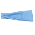 Light blue elastic yoga headband with a stylish twisted design for athletic wear - Light Blue